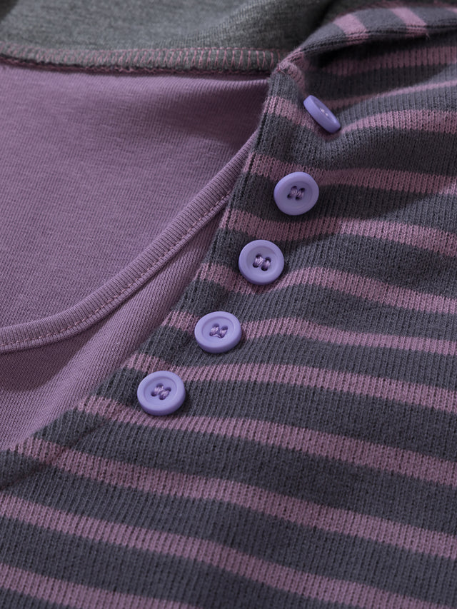 Layered-Look Striped Cropped Hoodie