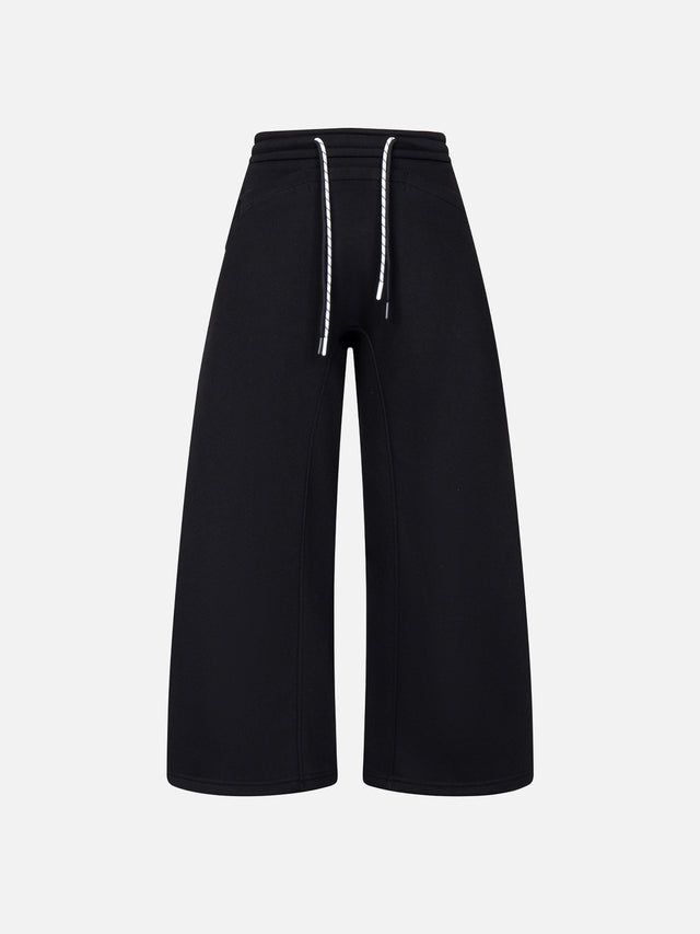 Curved-Seam Drawstring Baggy Barrel Sweatpants