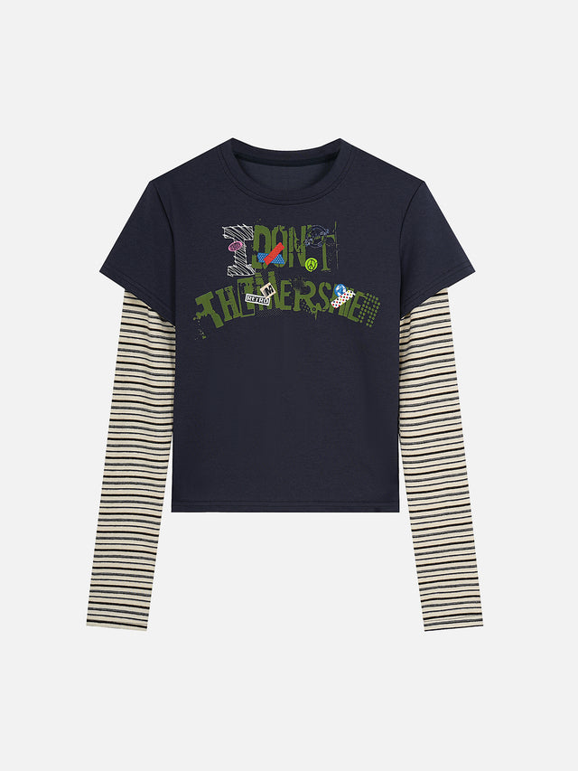 Retro Graphic Layered-Sleeve Boxy T-Shirt