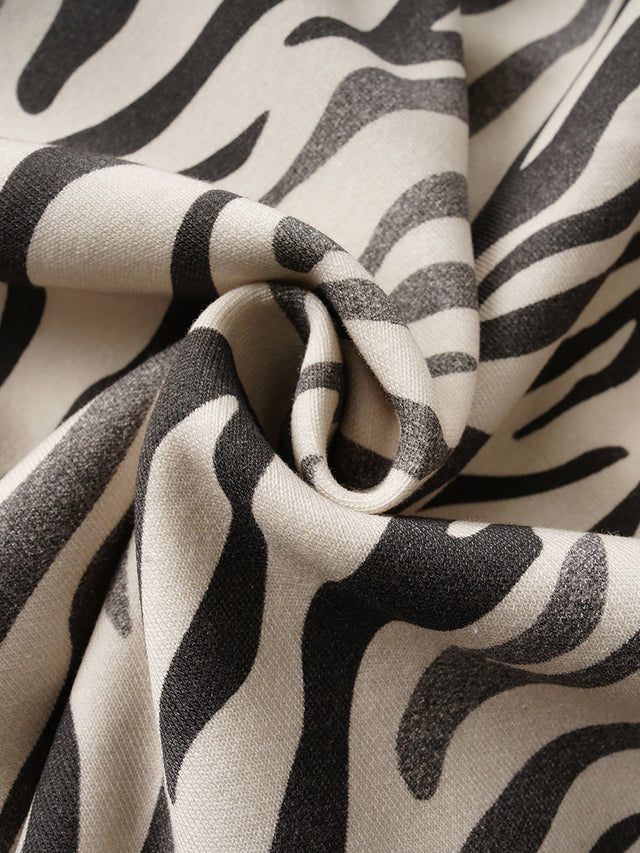 All-Over Tiger Zebra Animal Pattern Boxy Zip Hoodie