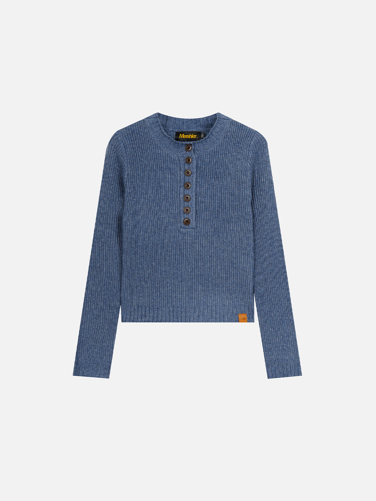 Rib-Knit Button-Front Henley Sweater