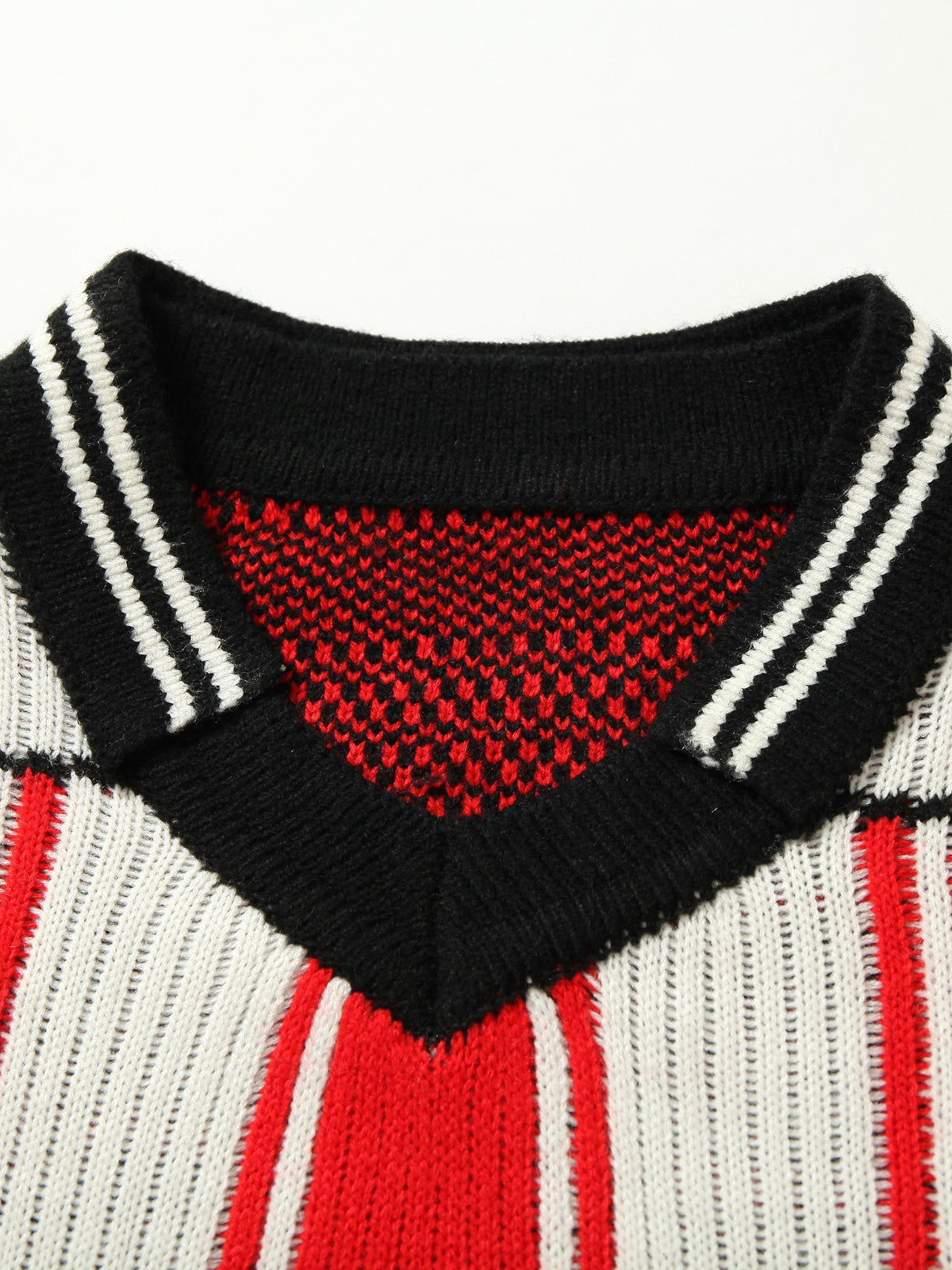 Number Striped Pattern Sports Knit Sweater