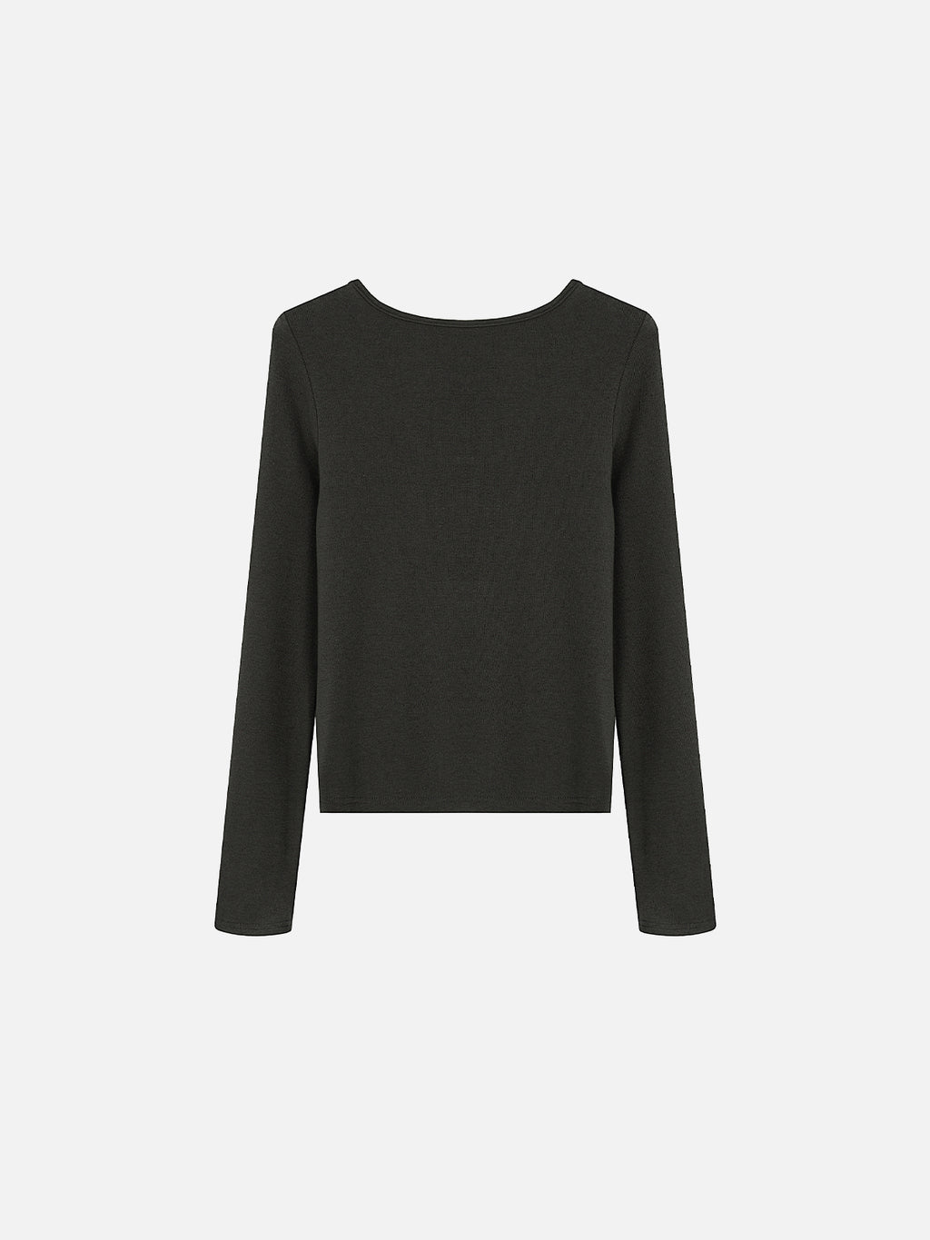 Ribbed Button-Placket Double-Layer Slim Top
