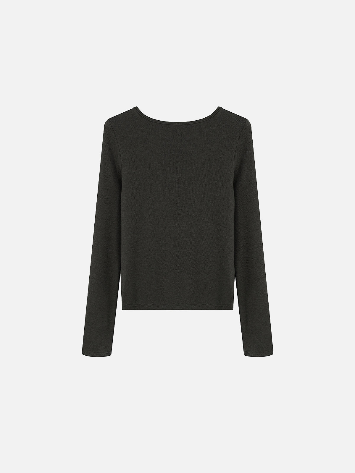 Ribbed Button-Placket Double-Layer Slim Top