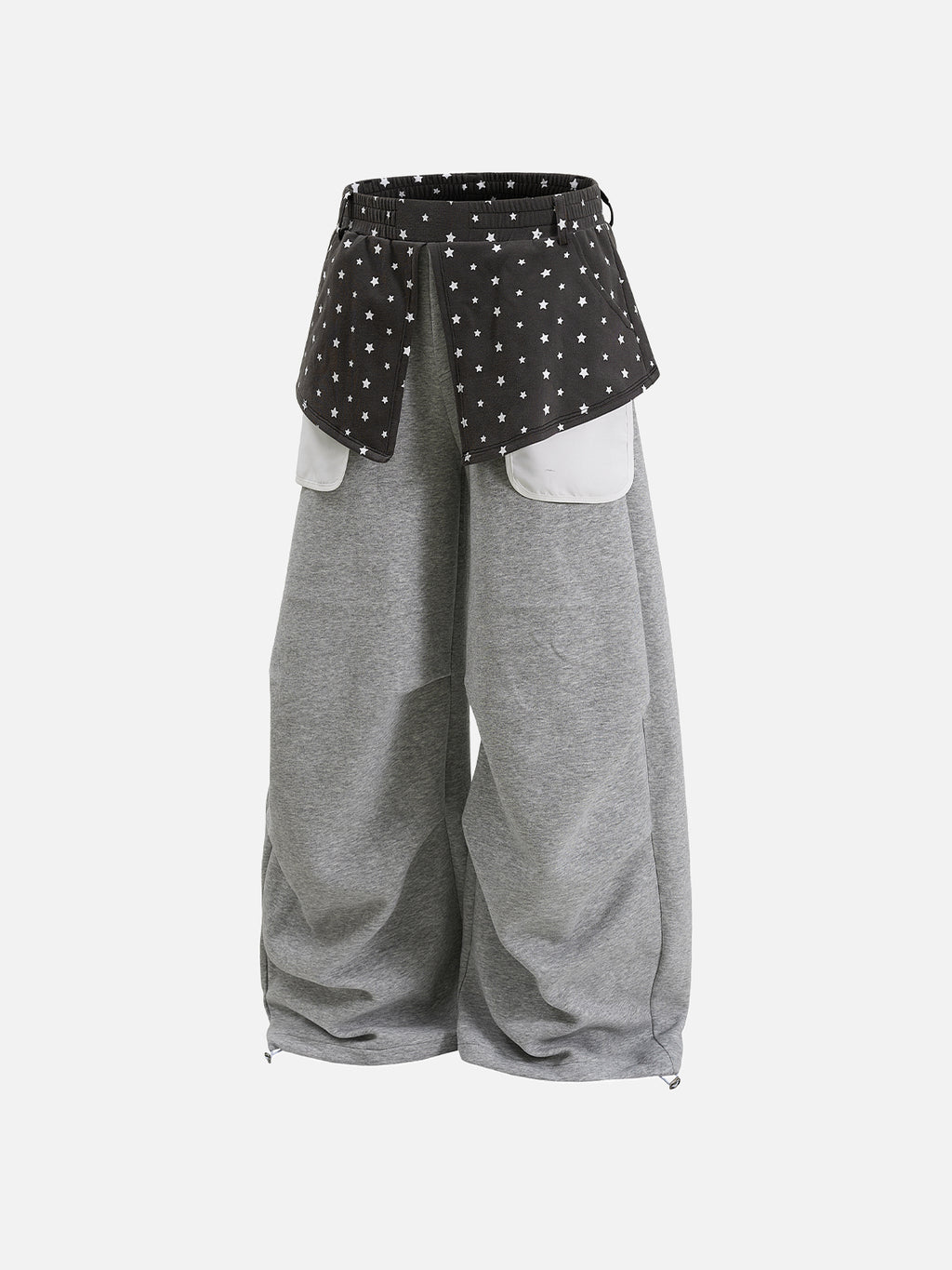 Star-Print Skirt-Overlay Baggy Sweatpants