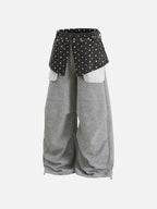Star-Print Skirt-Overlay Baggy Sweatpants