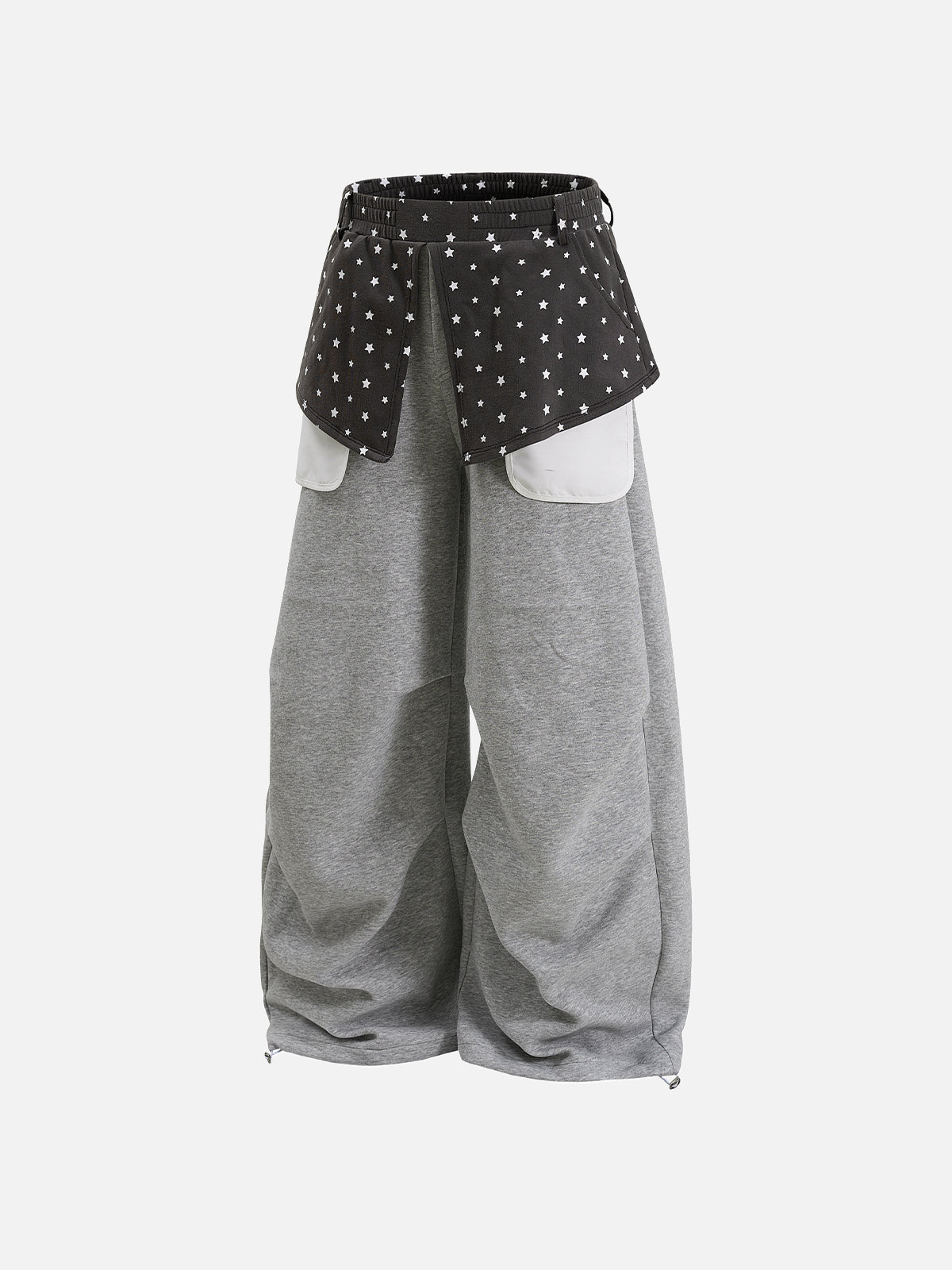 Star-Print Skirt-Overlay Baggy Sweatpants