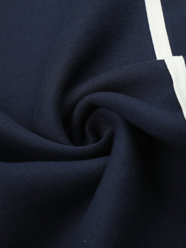 Contrast-Piped Curved-Seam Baggy Track Pants