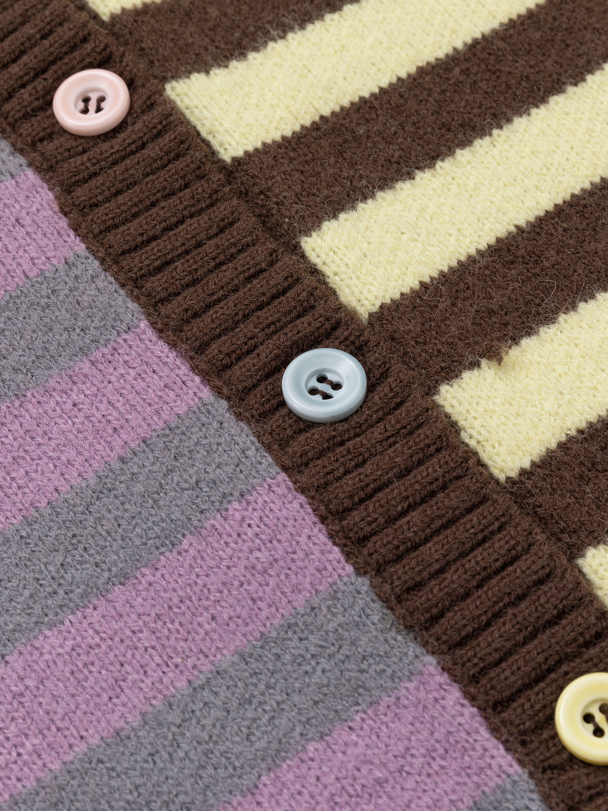 Color-Block Striped Knit Boxy Cardigan