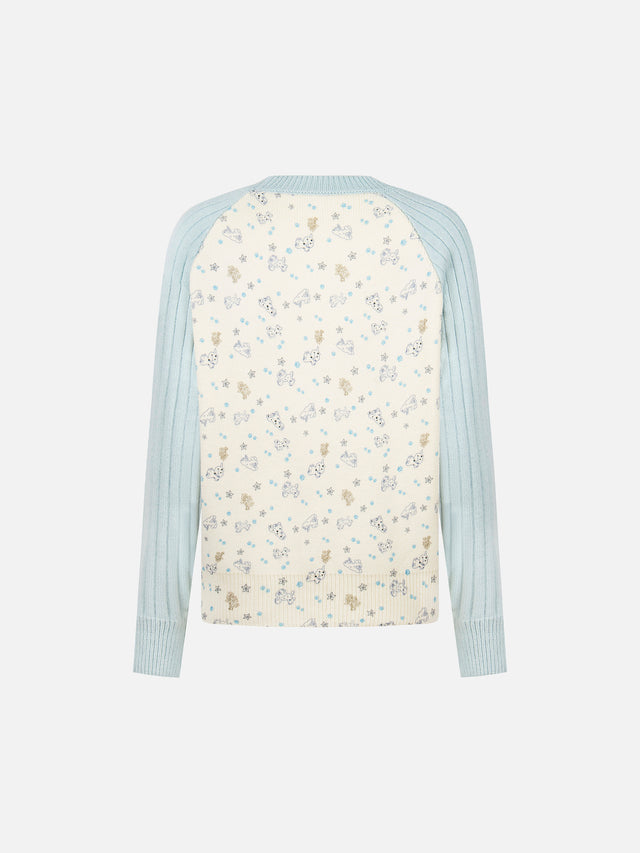 "I ♥ ME" Raglan Ribbed-Sleeve Jacquard Knit Sweater