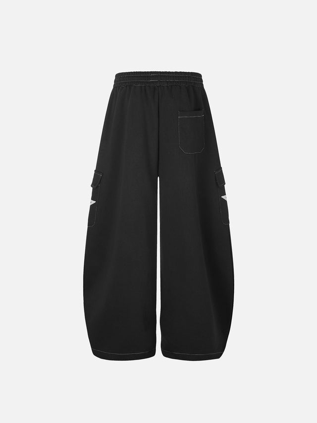 Star-Appliqué Contrast-Stitched Baggy Cargo Sweatpants