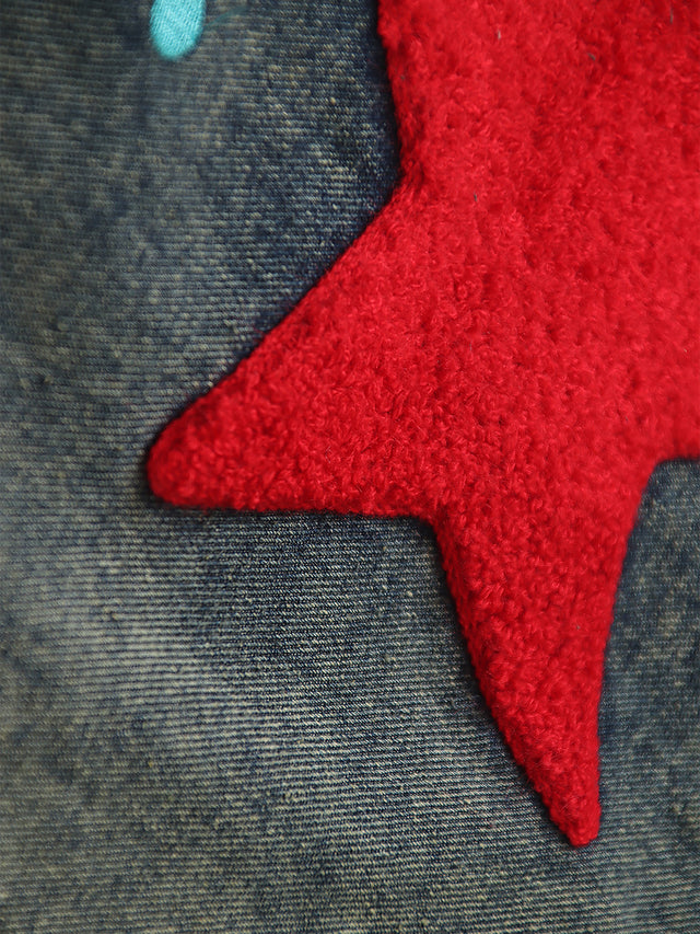 Colourful Star-Patch Baggy Jeans