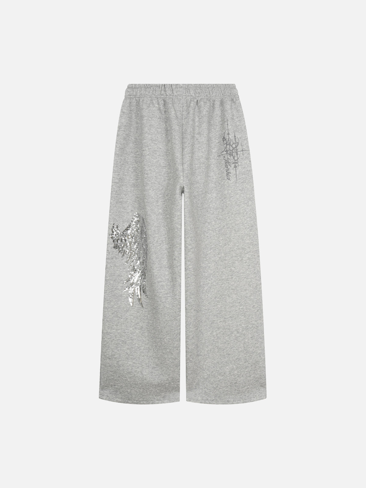 Sequin Angel-Wing Graphic Straight Sweatpants