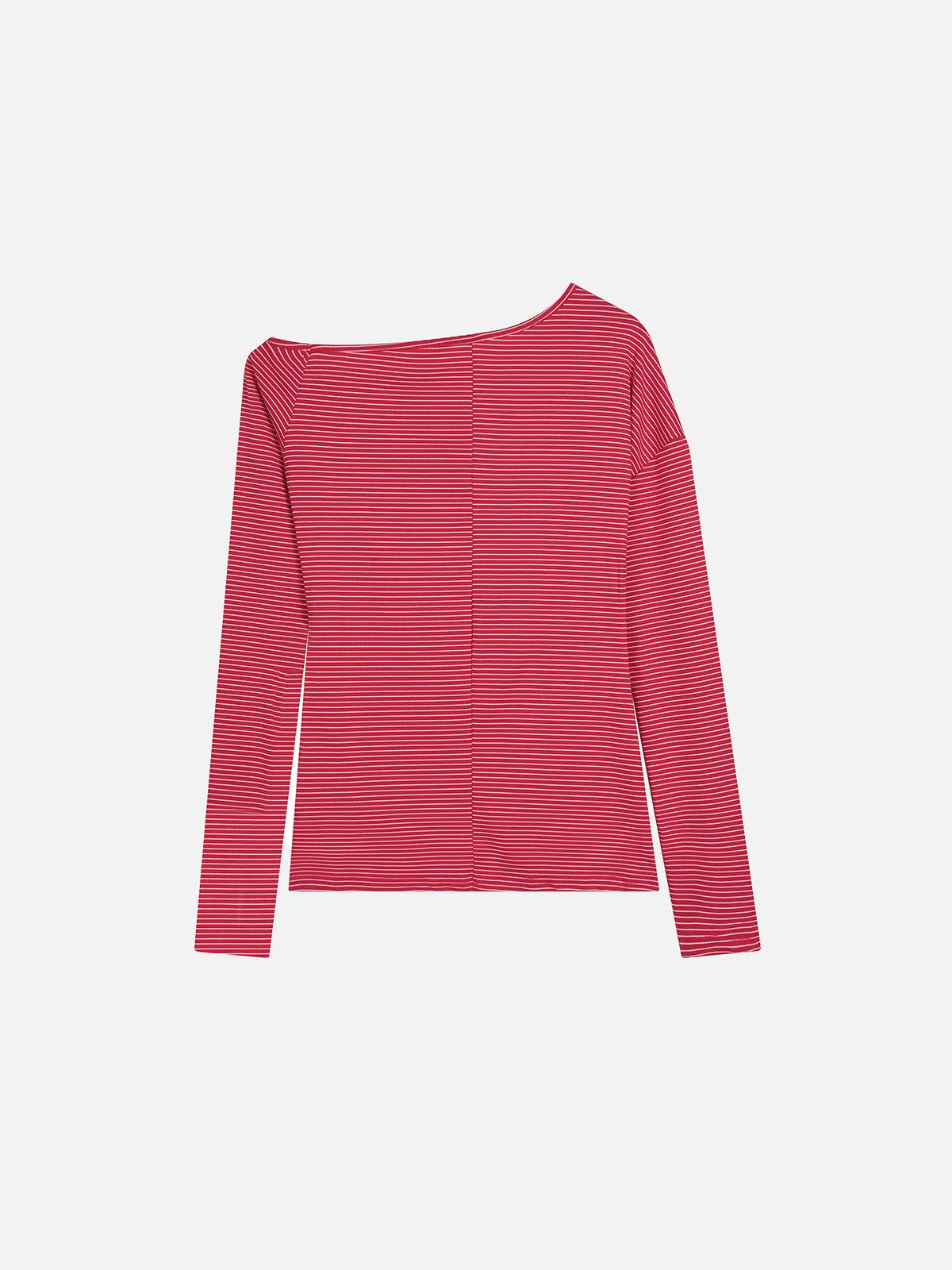 Striped Off-Shoulder Chain-Graphic Loose Long-Sleeve Top