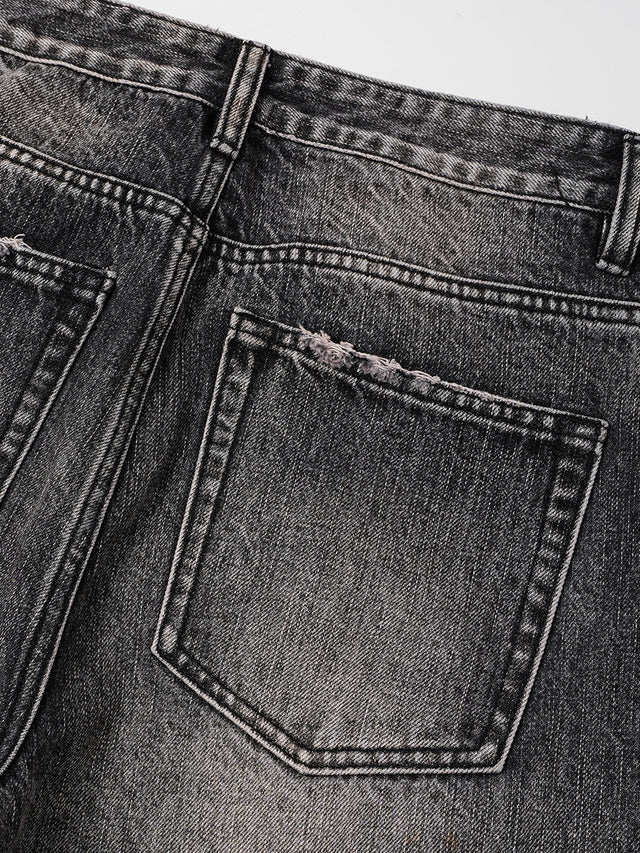 Cobweb Bleached Whiskered Flared Denim Jeans