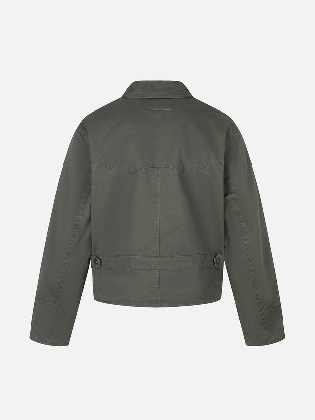 Belted Asymmetrical-Zip Boxy Biker Jacket