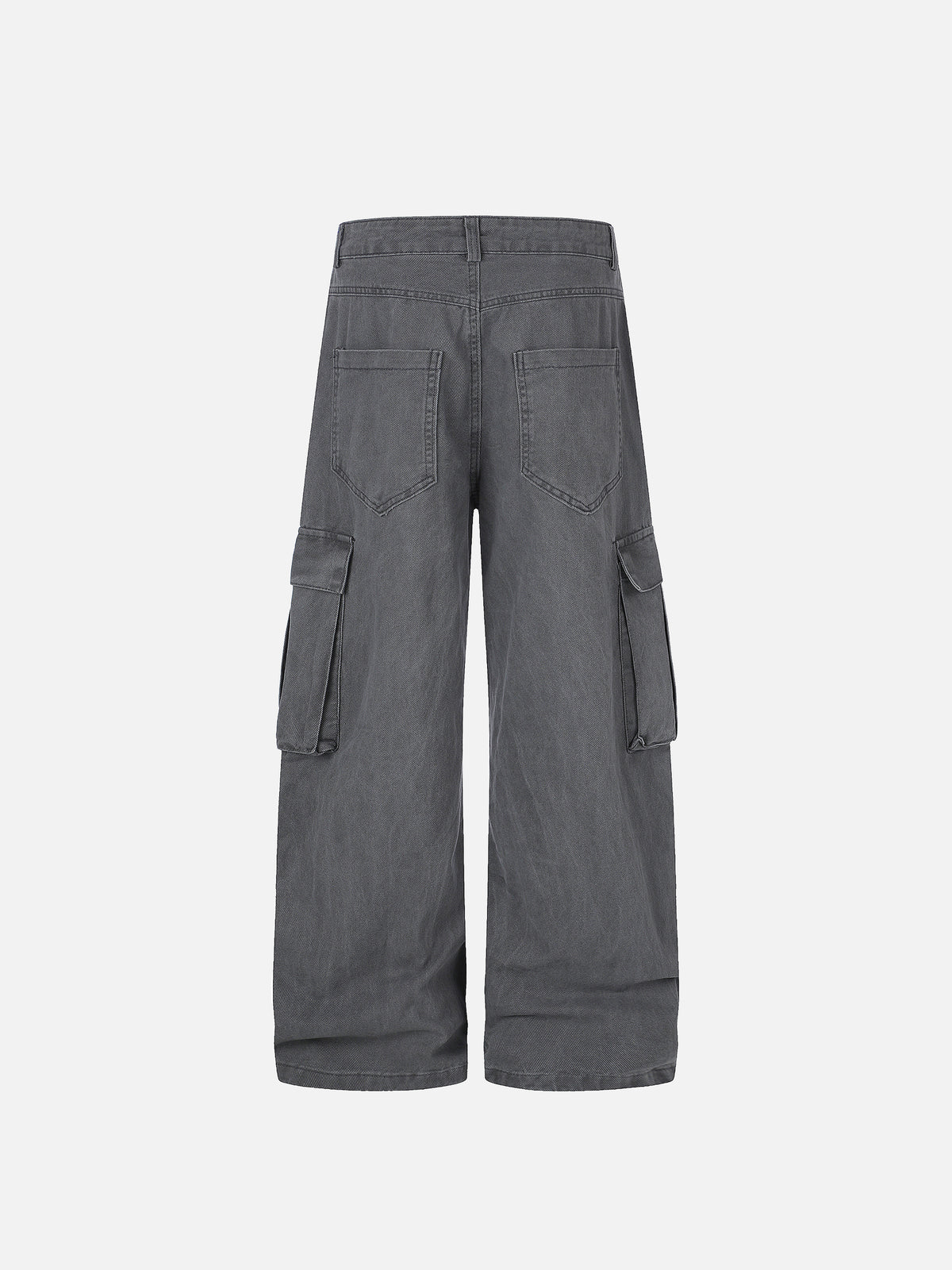 Washed Belt-Print Straight-Leg Cargo Jeans