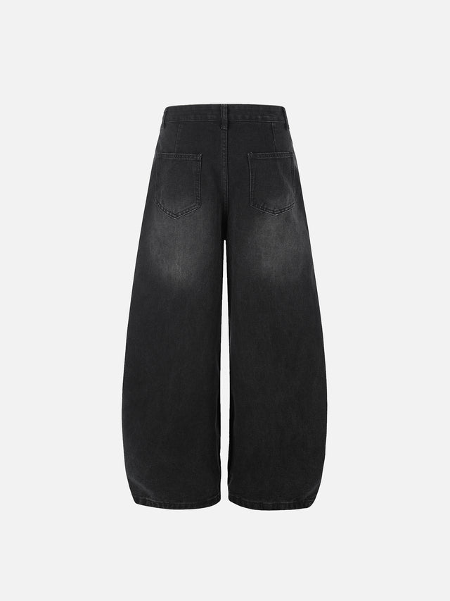 Washed Patch-Pocket Baggy Jeans