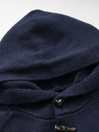 Horn-Button Hooded Boxy Knit Cardigan