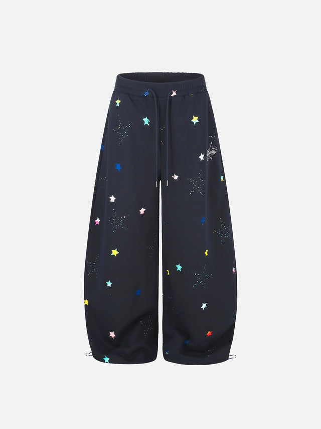 Multi-Star Print Graphic Baggy Balloon Sweatpants
