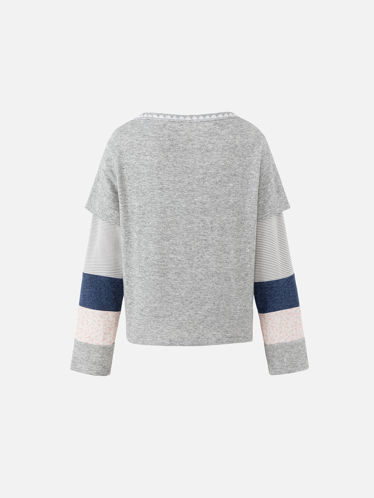Lace-Trim Layered Colorblock Top