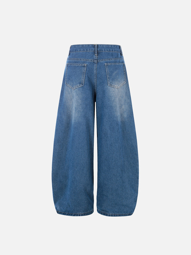 Horse-Embroidered Baggy Jeans