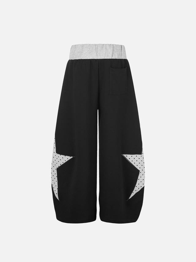 Polka-Dot Star-Appliqué Baggy Sweatpants