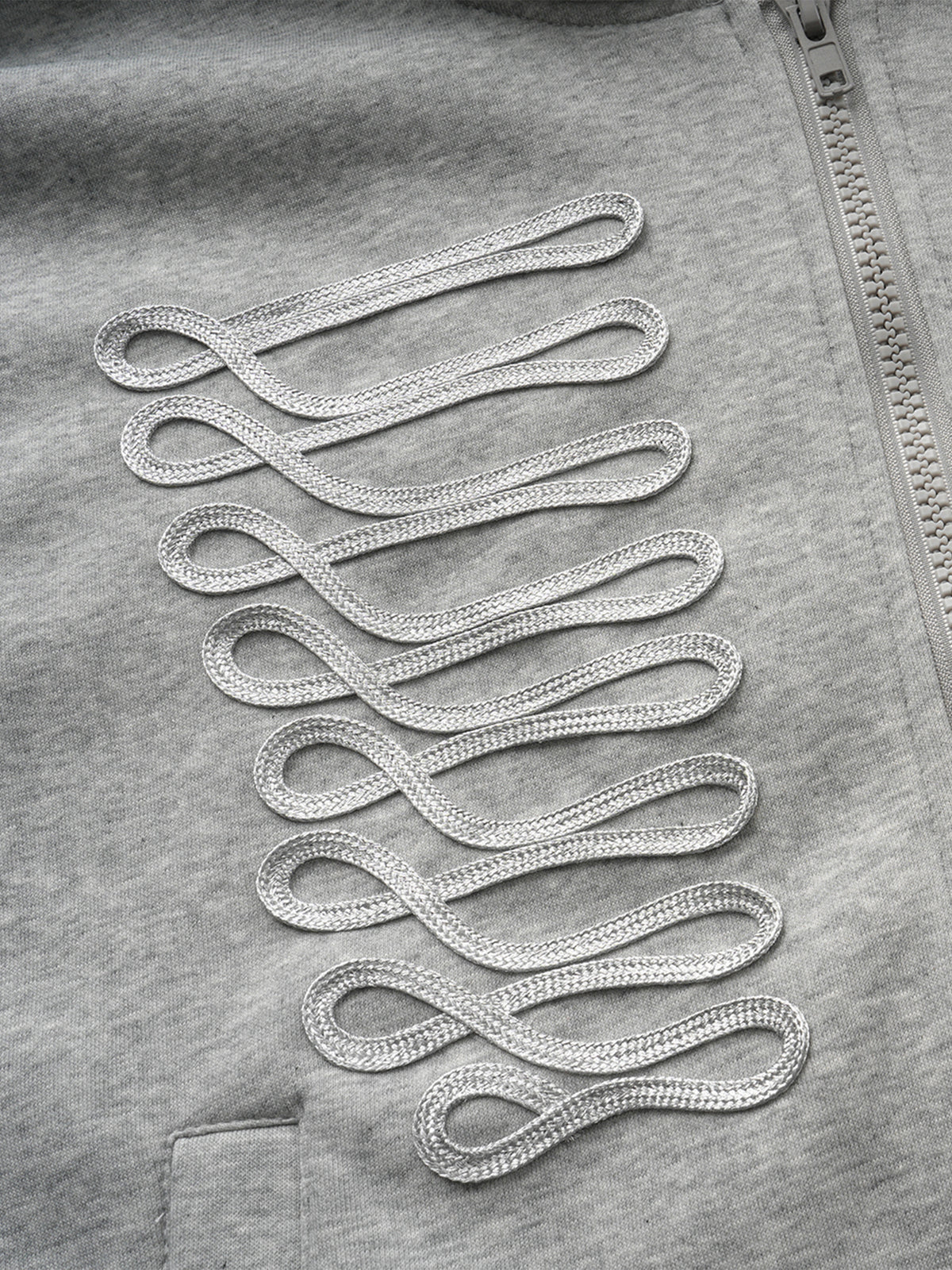 Military Frog-Braiding Epaulet Boxy Zip Hoodie