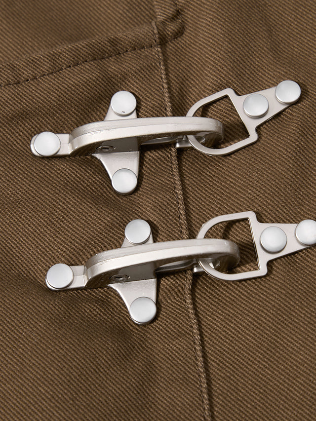 Hardware-Detail Draped Baggy Jeans