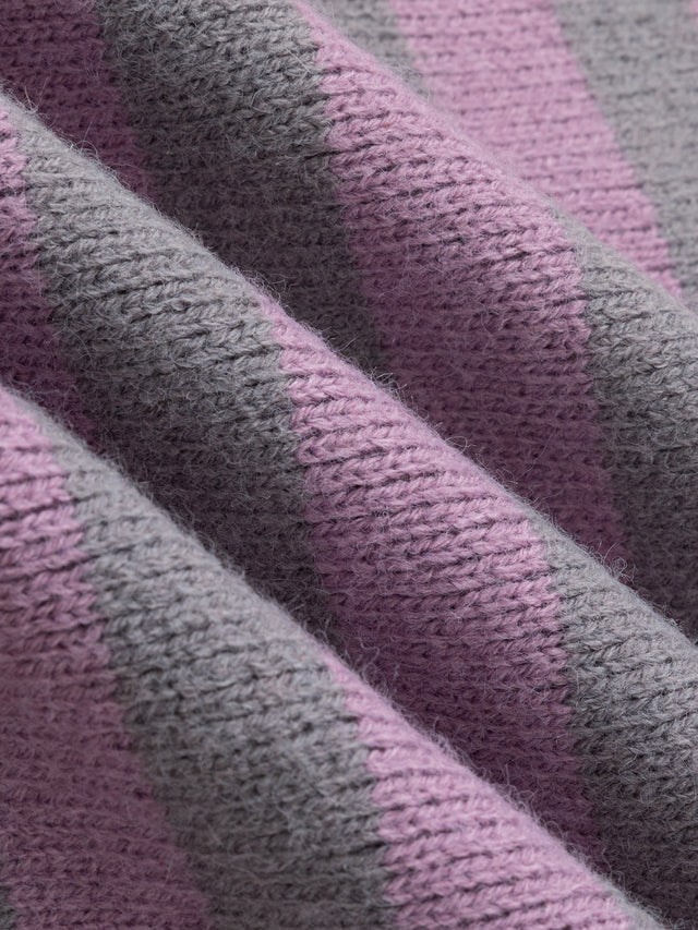 Color-Block Striped Knit Boxy Cardigan