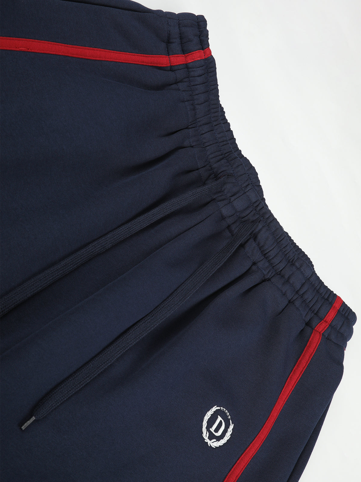 Contrast-Piped Curved-Seam Baggy Track Pants