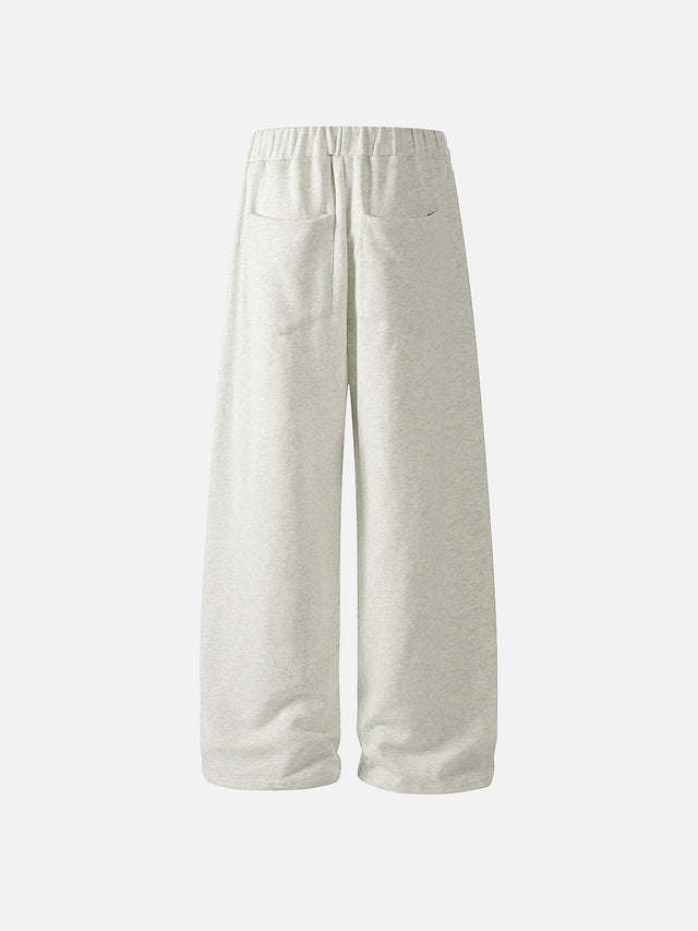Novelty Button-Embellished Curved-Seam Baggy Barrel Sweatpants