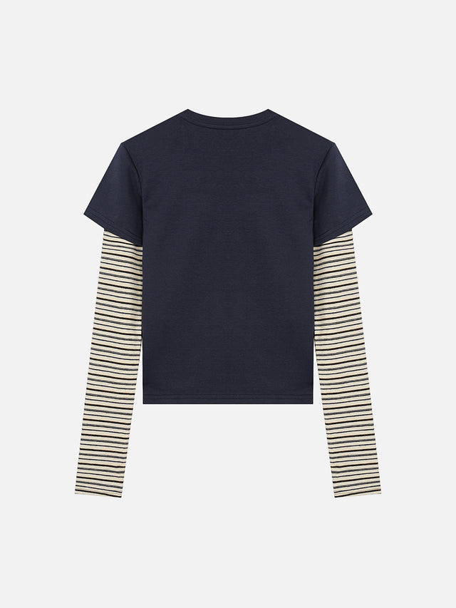 Retro Graphic Layered-Sleeve Boxy T-Shirt