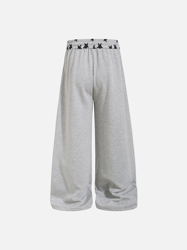 Star-Print Double-Waistband Baggy Sweatpants