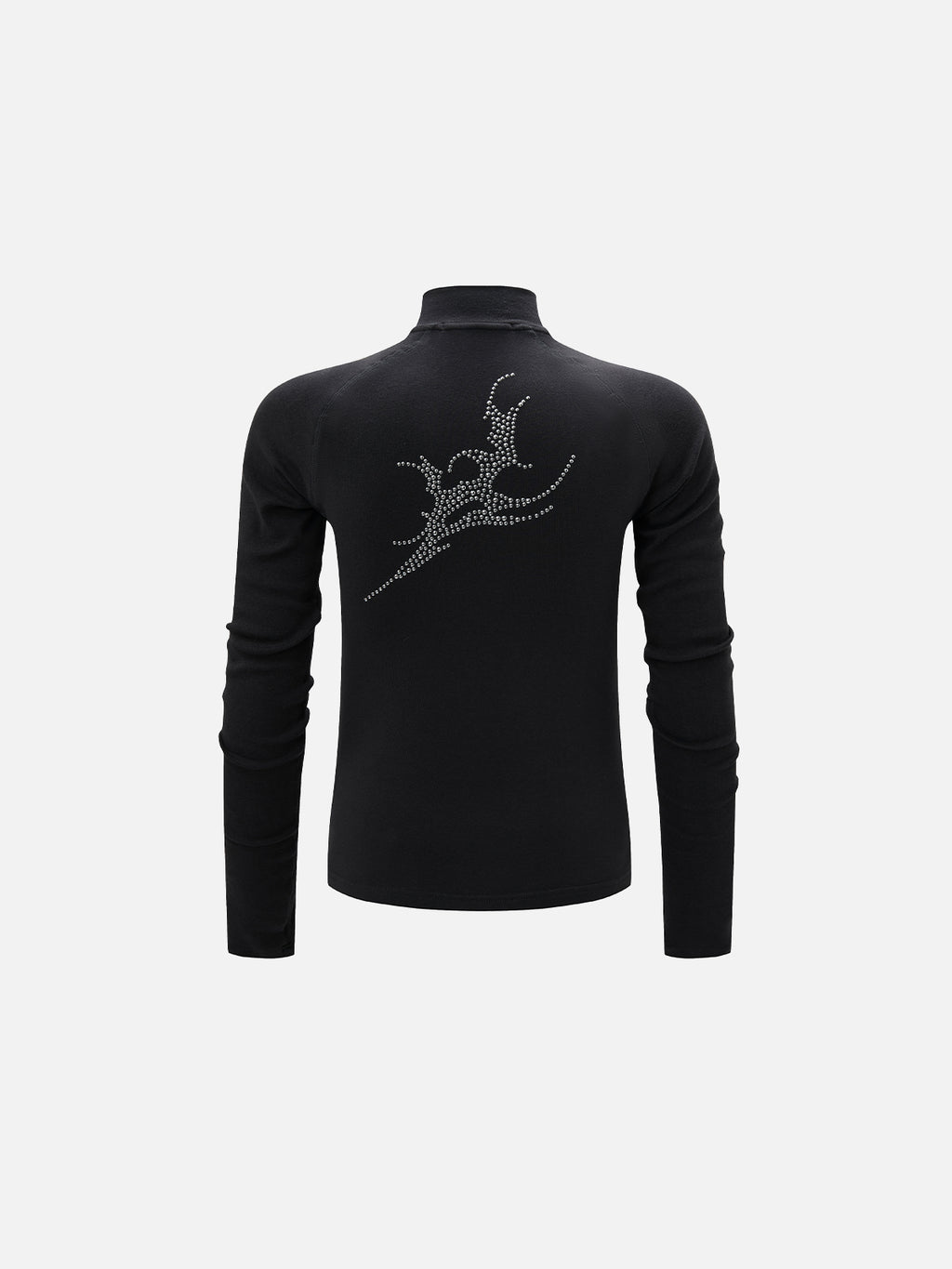 Rhinestone-Graphic Half-Zip Slim-Fit Mock-Neck Top