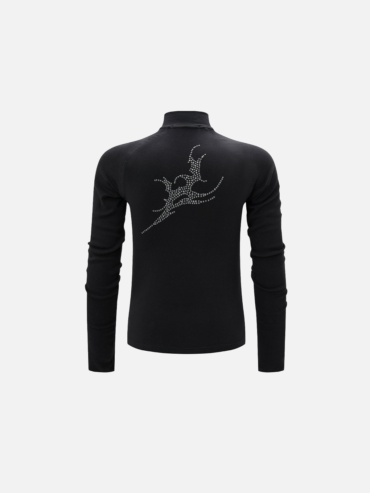 Rhinestone-Graphic Half-Zip Slim-Fit Mock-Neck Top