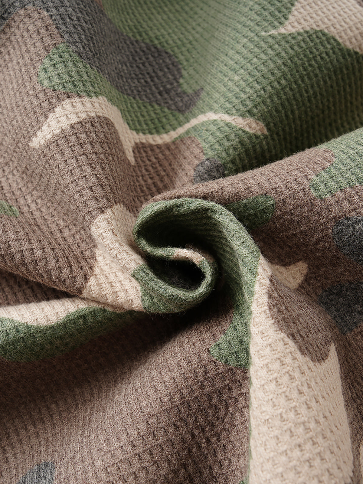 Reversible Camouflage Graphic Waffle-Knit Boxy Zip Hoodie