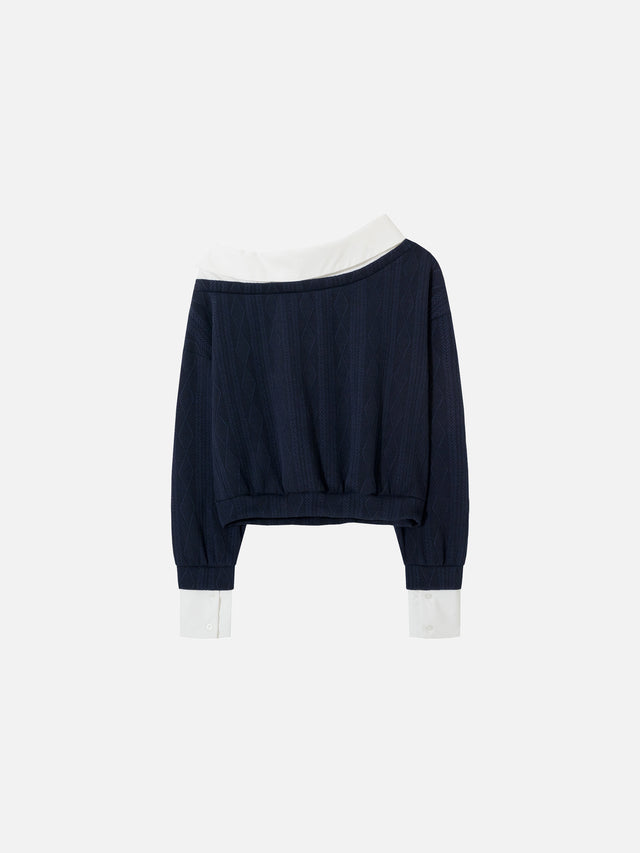 Asymmetrical Off-The-Shoulder Layered Cropped Top