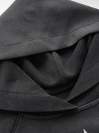Washed Buckle-Strap Boxy Zip-Up Hoodie