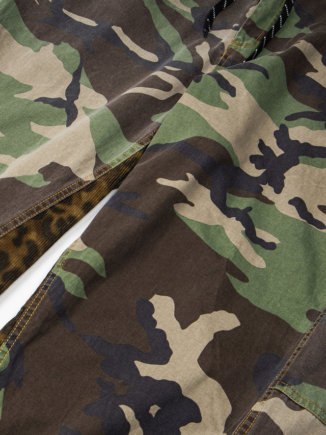 Camo & Leopard Panelled Baggy Barrel Carpenter Pants