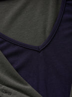 Ribbed Button-Placket Double-Layer Slim Top