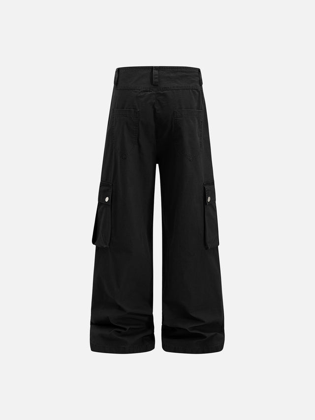 Lace-Up Detail Flap Cargo Baggy Pants