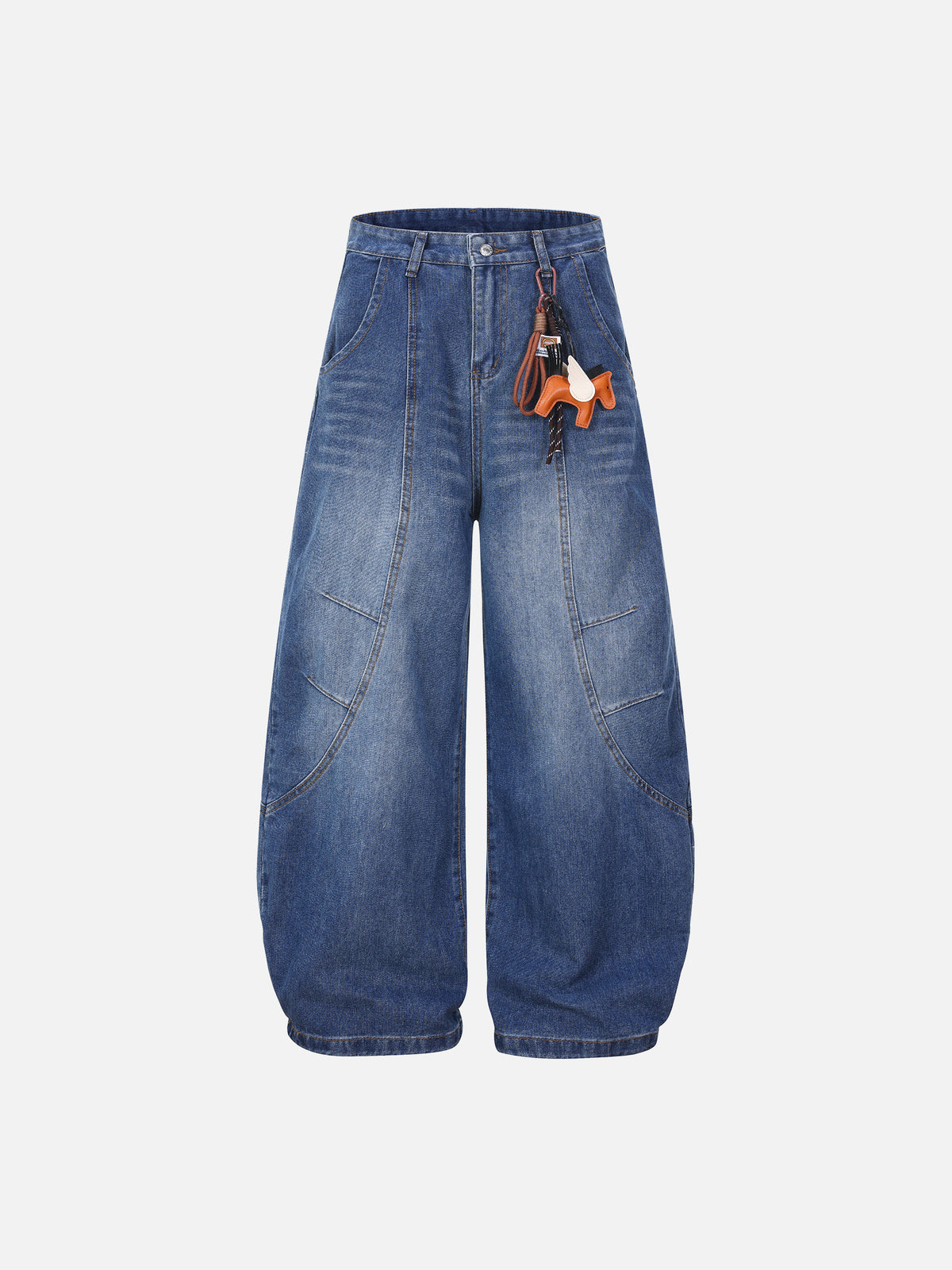Curved-Panel Baggy Jeans
