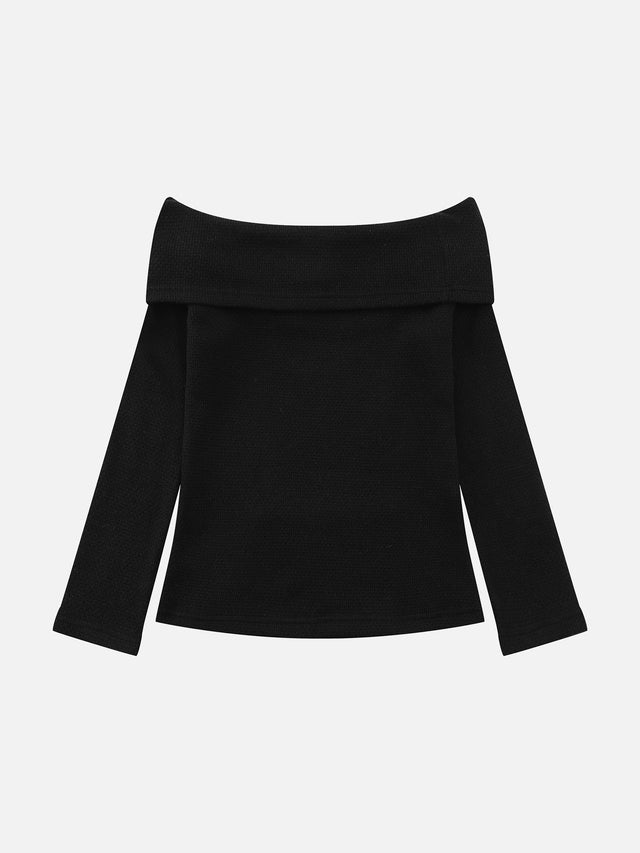 Wool-Blend Braided-Trim Off-Shoulder Slim-Fit Sweater