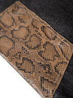 Snakeskin-Panelled Embroidered Baggy Jeans