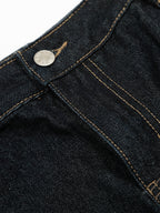 Leopard-Trim Multi-Pocket Baggy Jeans