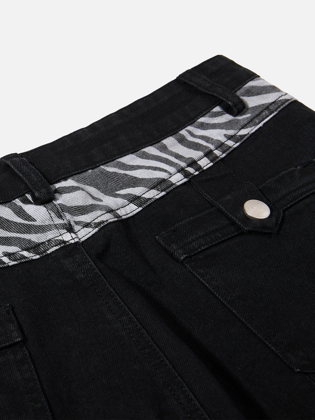 Zebra-Print Raw-Hem Flared Jeans