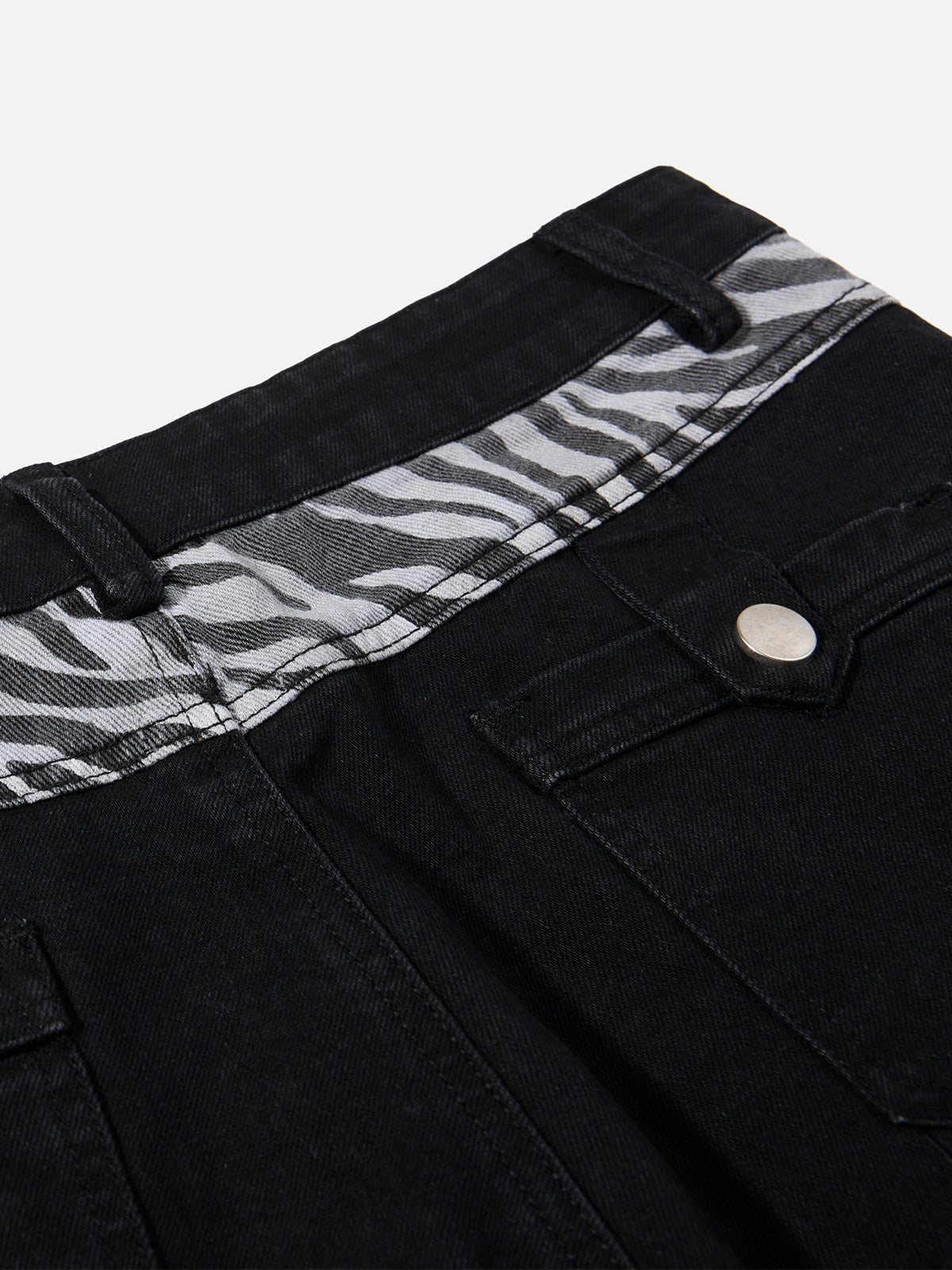 Zebra-Print Raw-Hem Flared Jeans