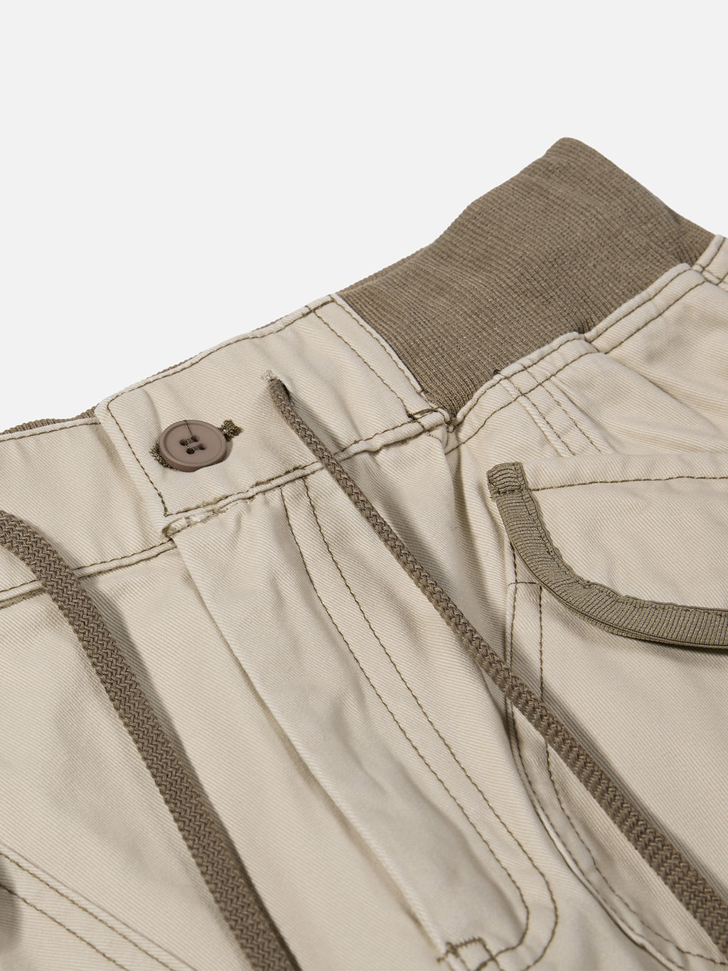 Contrast-Trim Flap-Pocket Flared Cargo Pants
