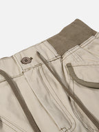 Contrast-Trim Flap-Pocket Flared Cargo Pants
